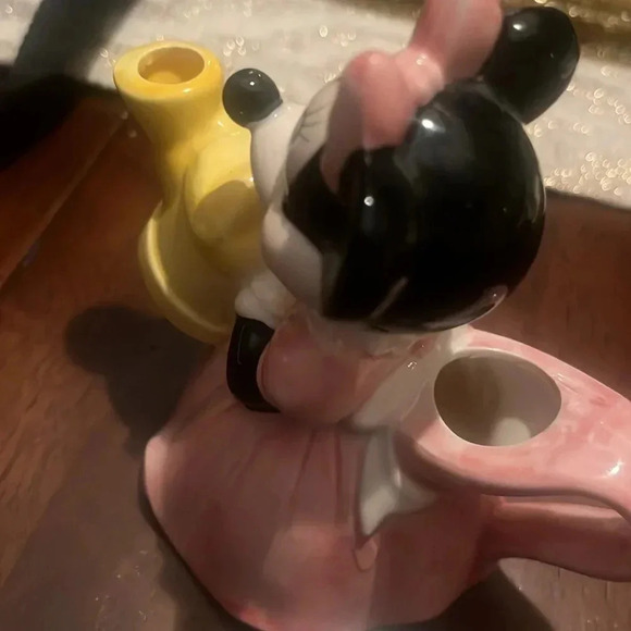 Vintage Mickey & Minni Mouse Ceramic Planter Set - Picture 4 of 11